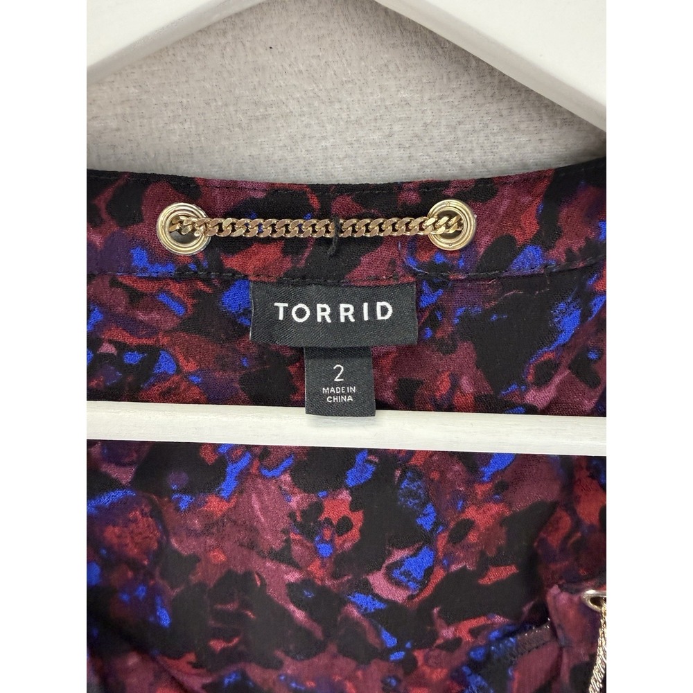 Torrid 2X Crepe Tank Top Chain Link Neck Multicolor‎ Animal Print Blouse - Picture 4 of 9